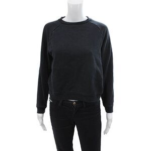 Wesley Womens Cotton Blend Crew Neck Sweatshirt Top Black Size S